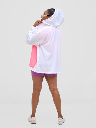 Zoya Vasha Hooded Jacket - White / Neon pink - Shopzetu