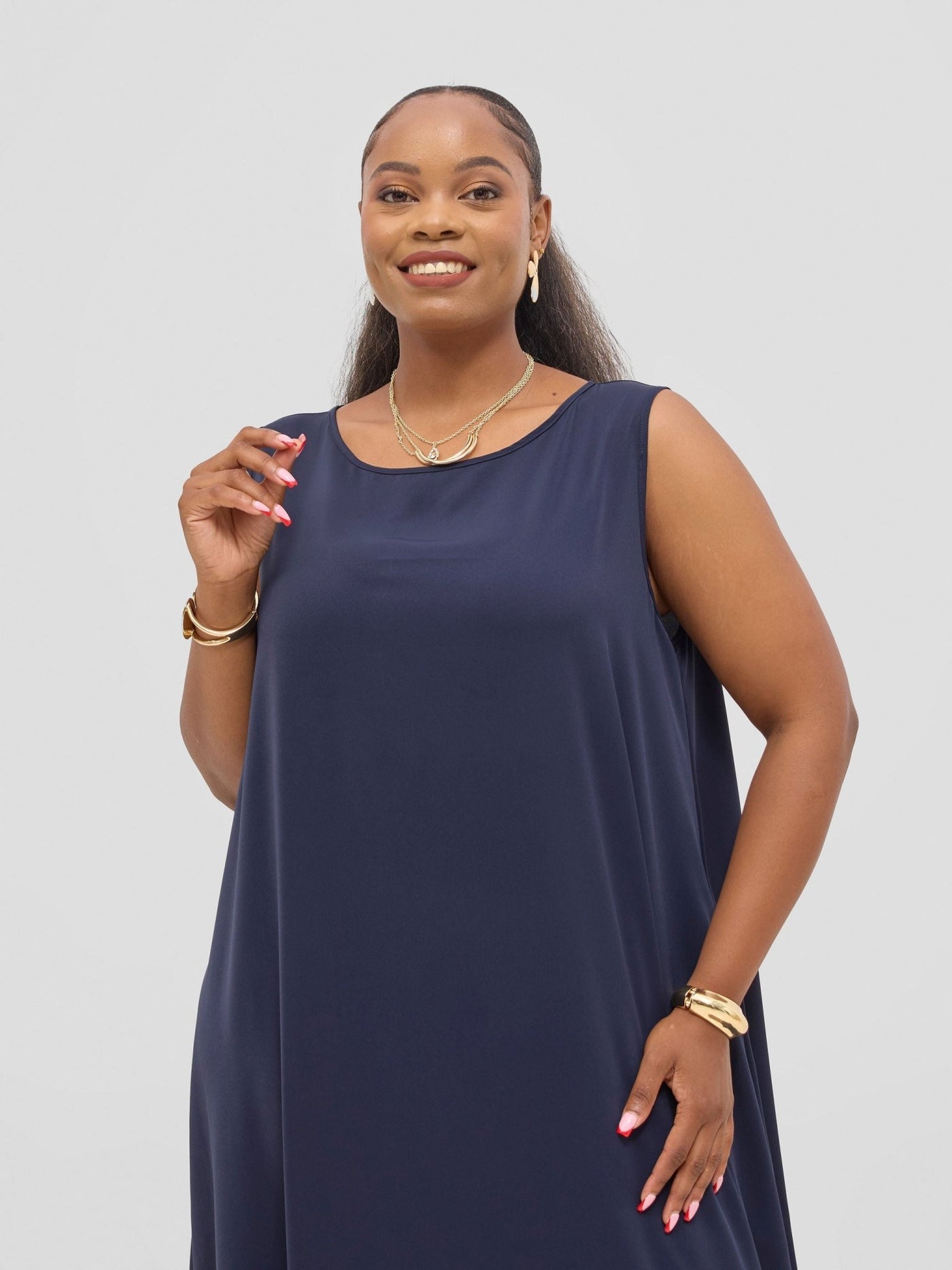 Vivo Seli Maxi Dress - Navy Blue - Shopzetu