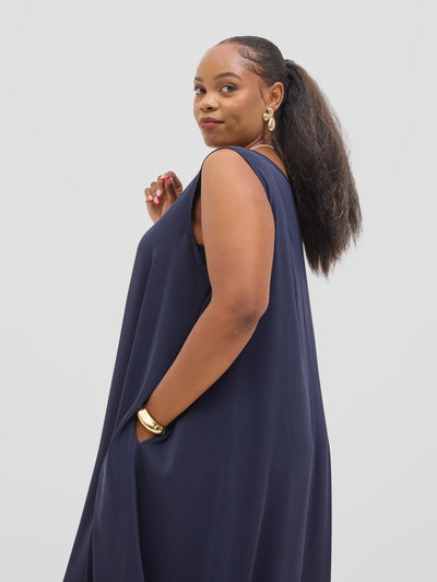 Vivo Seli Maxi Dress - Navy Blue - Shopzetu