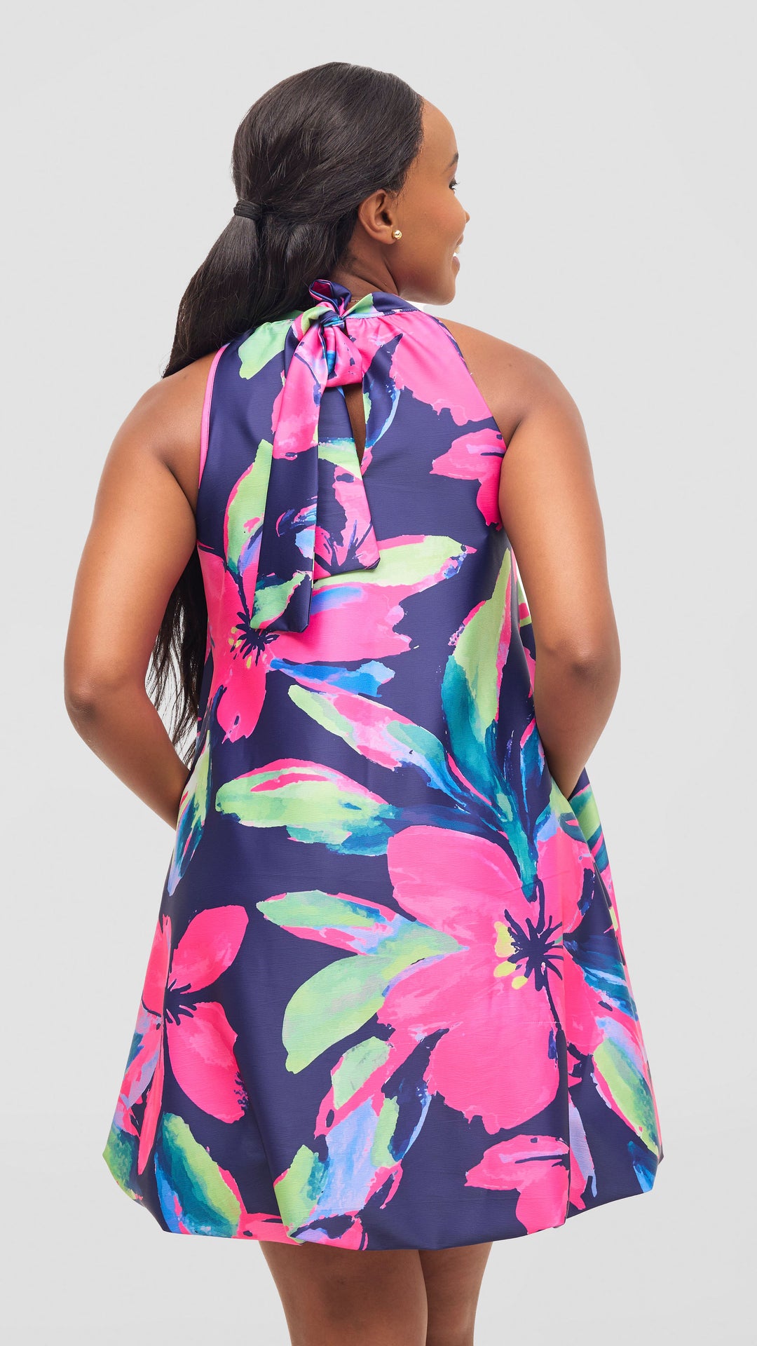 Vivo Iyana Bubble Mini Dress - Fuschia / Green Iya Pint