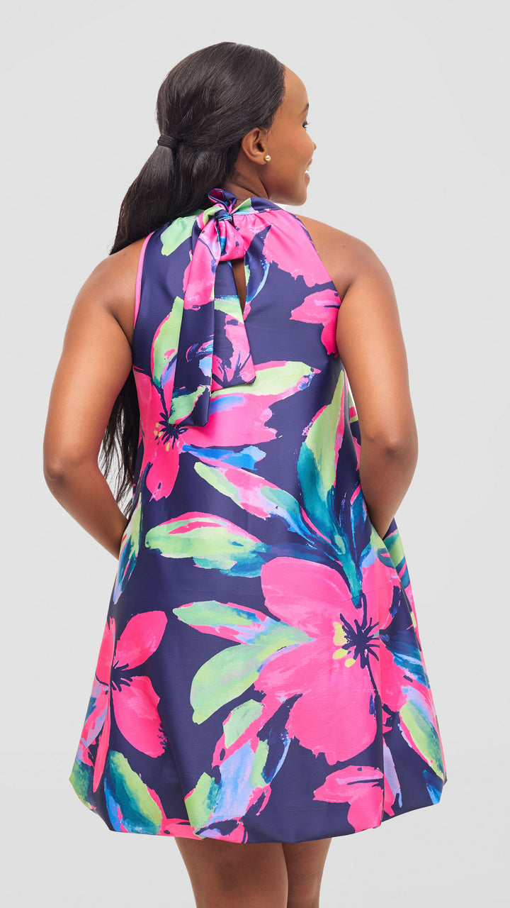Vivo Iyana Bubble Mini Dress - Fuschia / Green Iya Pint