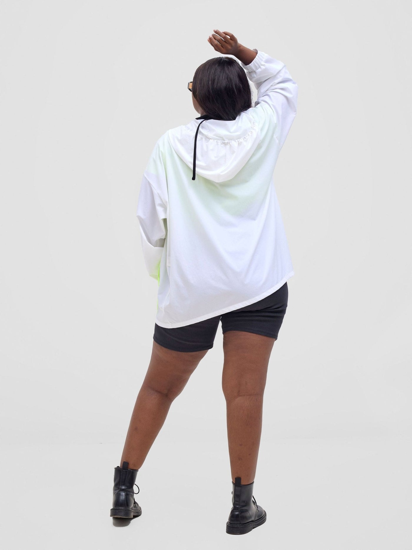Zoya Vasha Hooded Jacket - White / Neon Green - Shopzetu