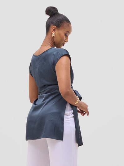 Vivo Yene Front Tie Tunic Top - Dark Teal - Shopzetu