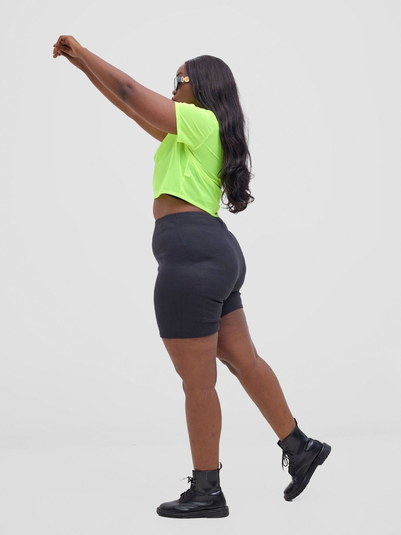 Zoya Vasha Short Sleeve Mesh Top - Neon Green - Shopzetu