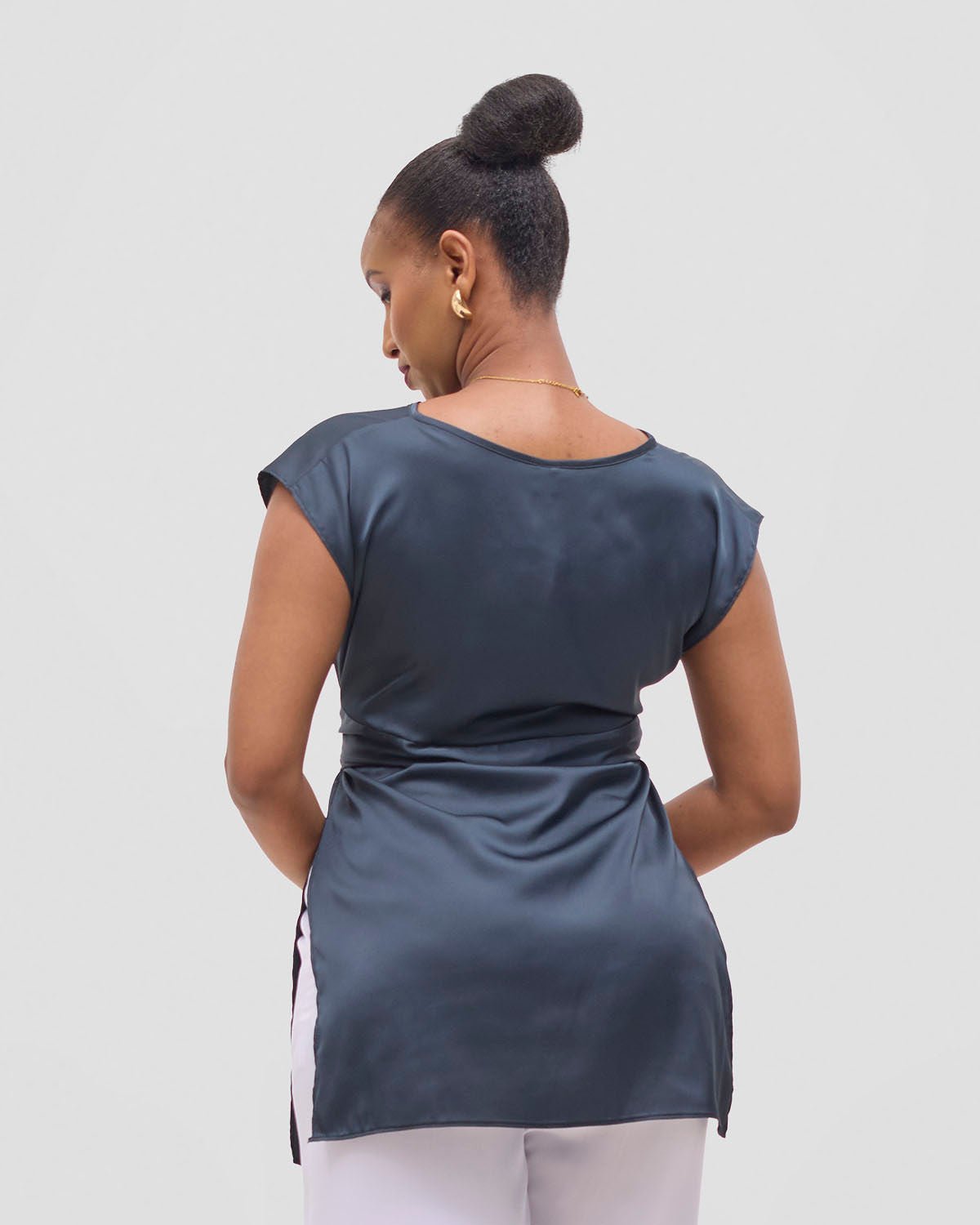 Vivo Yene Front Tie Tunic Top - Dark Teal - Shopzetu
