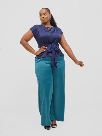 Vivo Yene Front Tie Top - Navy Blue - Shopzetu