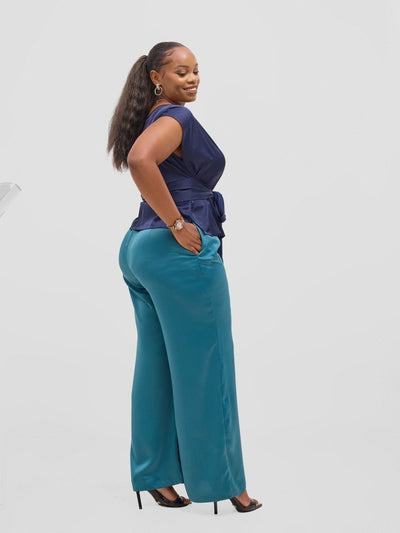 Vivo Yene Front Tie Top - Navy Blue - Shopzetu