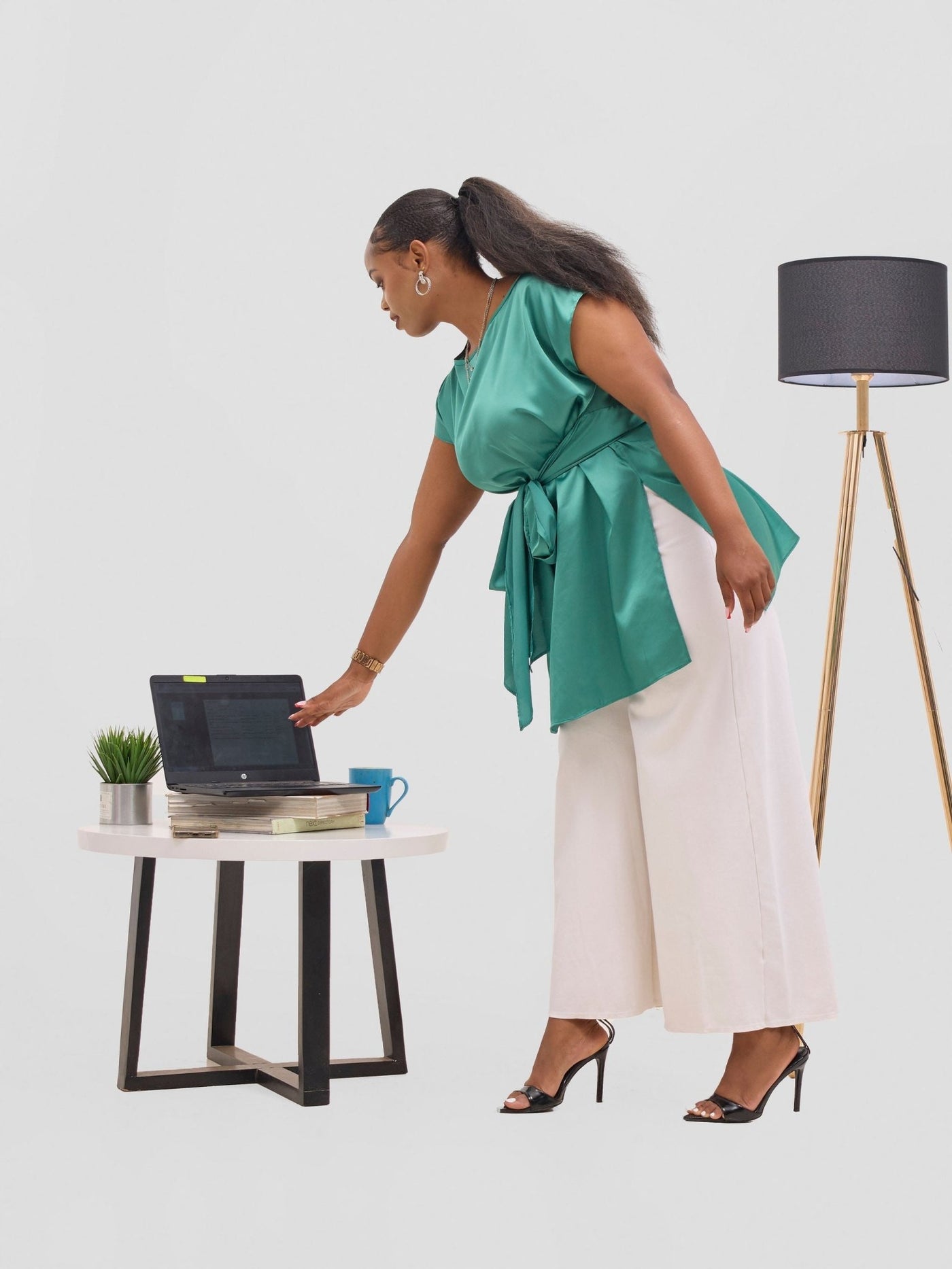 Vivo Yene Front Tie Tunic Top - Green - Shopzetu