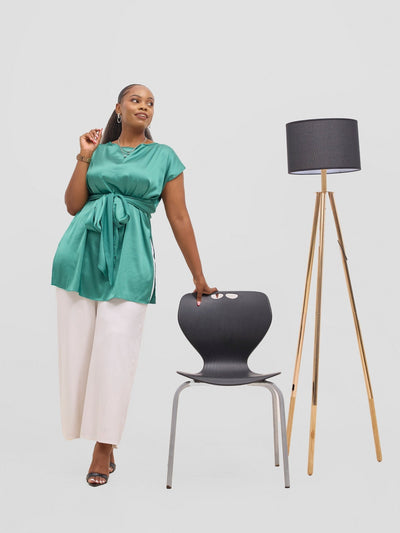 Vivo Yene Front Tie Tunic Top - Green - Shopzetu