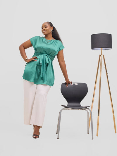 Vivo Yene Front Tie Tunic Top - Green - Shopzetu