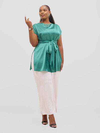 Vivo Yene Front Tie Tunic Top - Green - Shopzetu