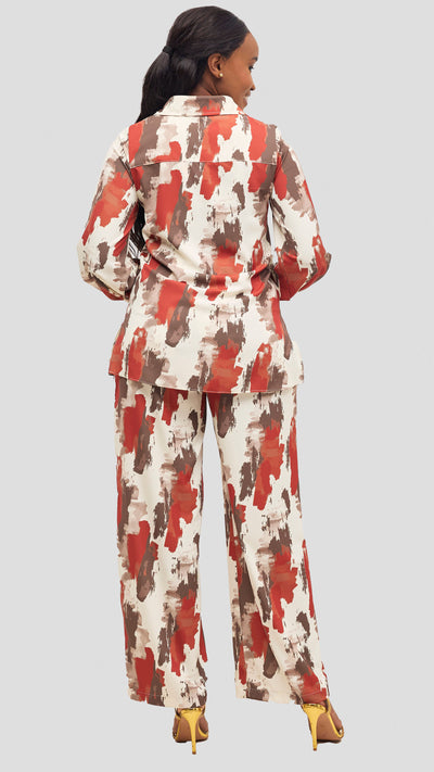 Vivo Wastani Drawstring Pants - Rust / Brown Marra Print