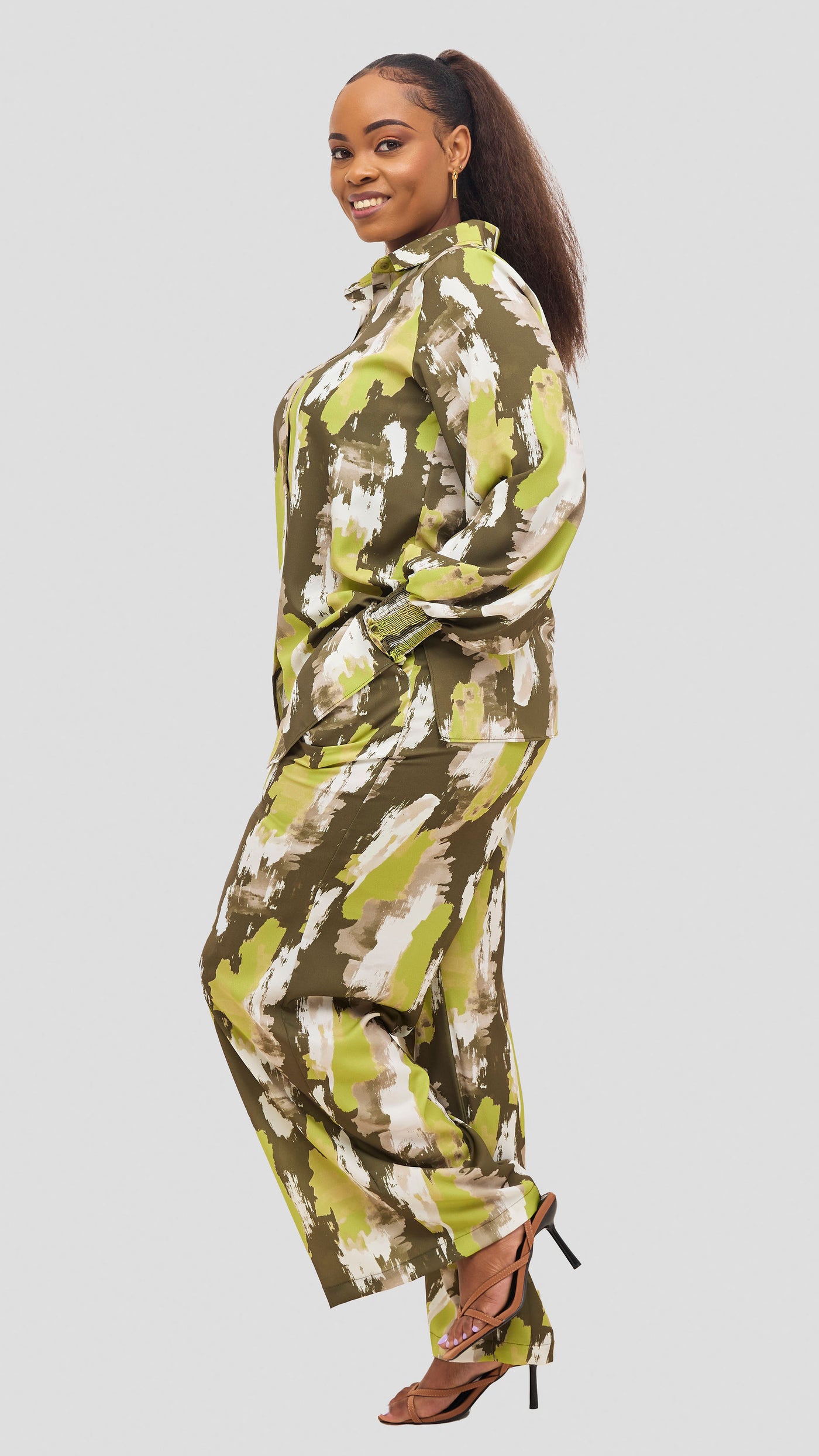 Vivo Wastani Drawstring Pants - Lime / Hunters Marra Print