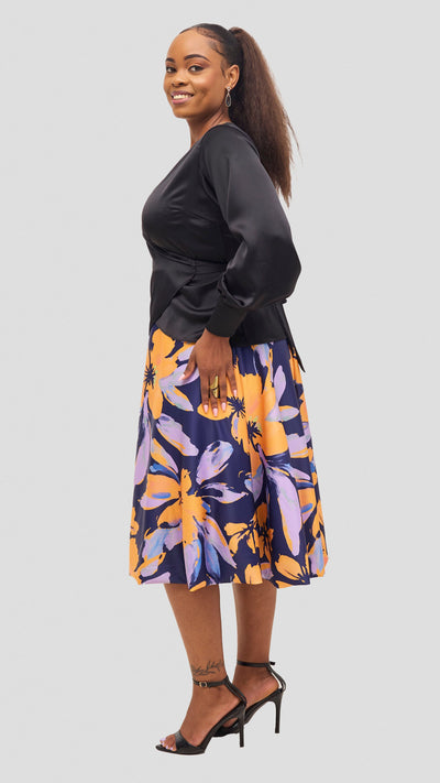Vivo Merika Satin Wrap Top - Black