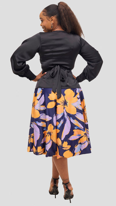 Vivo Merika Satin Wrap Top - Black