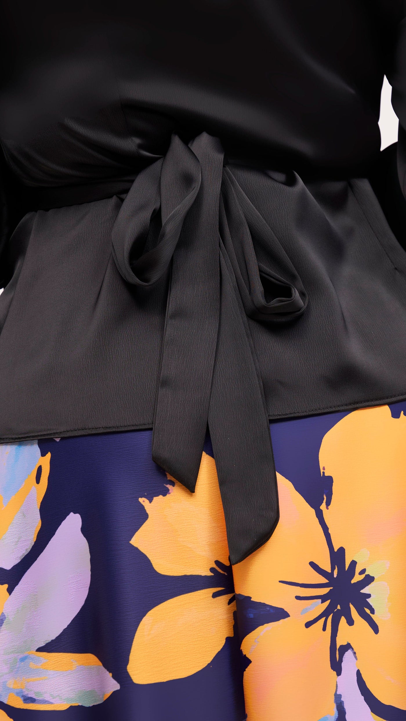 Vivo Merika Satin Wrap Top - Black