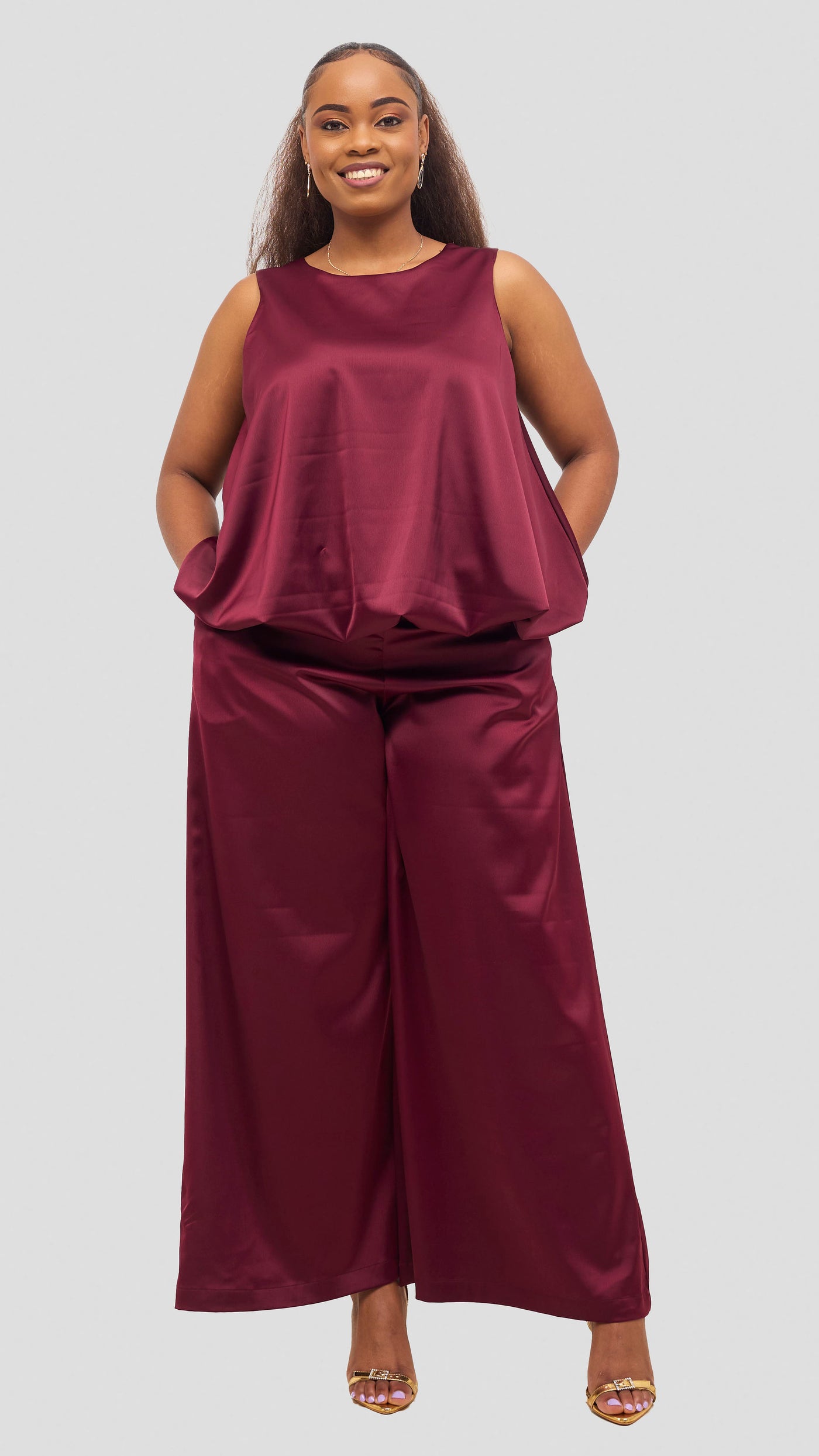 Vivo Iyana Wide Leg Pants - Maroon