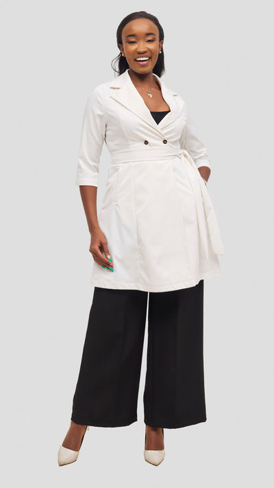 Vivo Aleri Trench Coat Dress - White