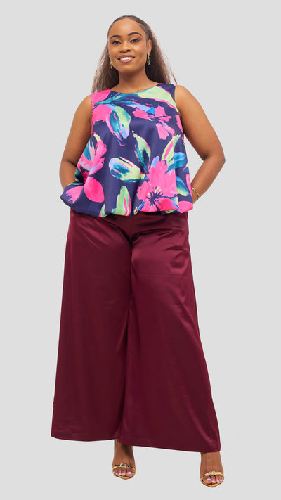 Vivo Iyana Wide Leg Pants - Maroon