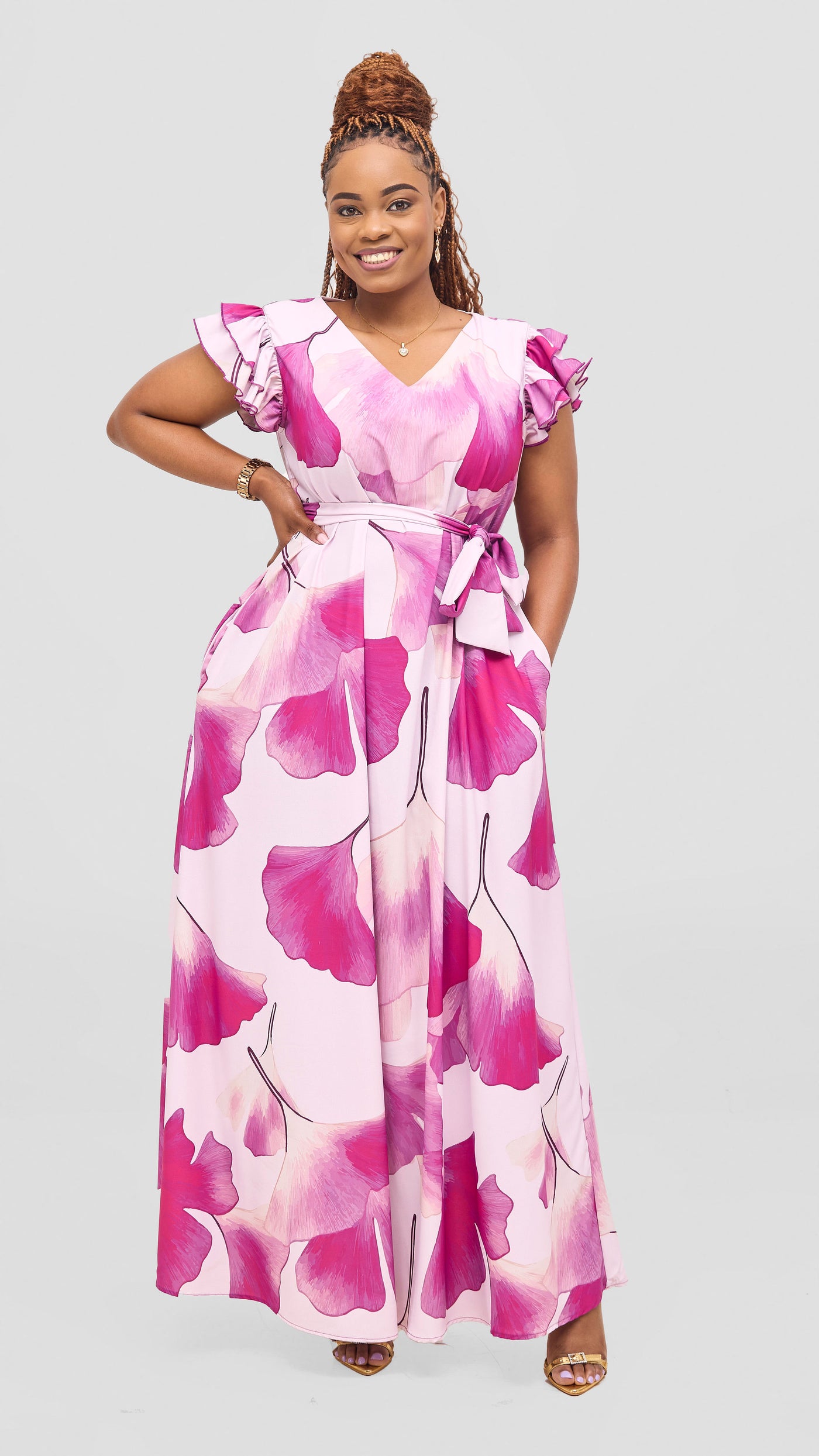 Vivo Nasinka A-Line Maxi Dress - Lilac / Purple Tilla Print