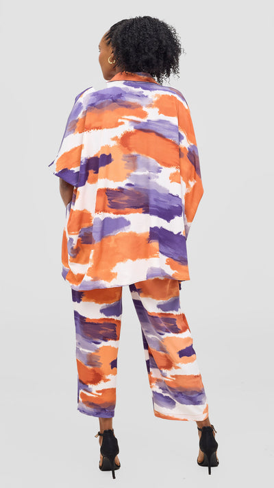 Vivo Sanali Wide Leg Pants- Purple / Peach Print