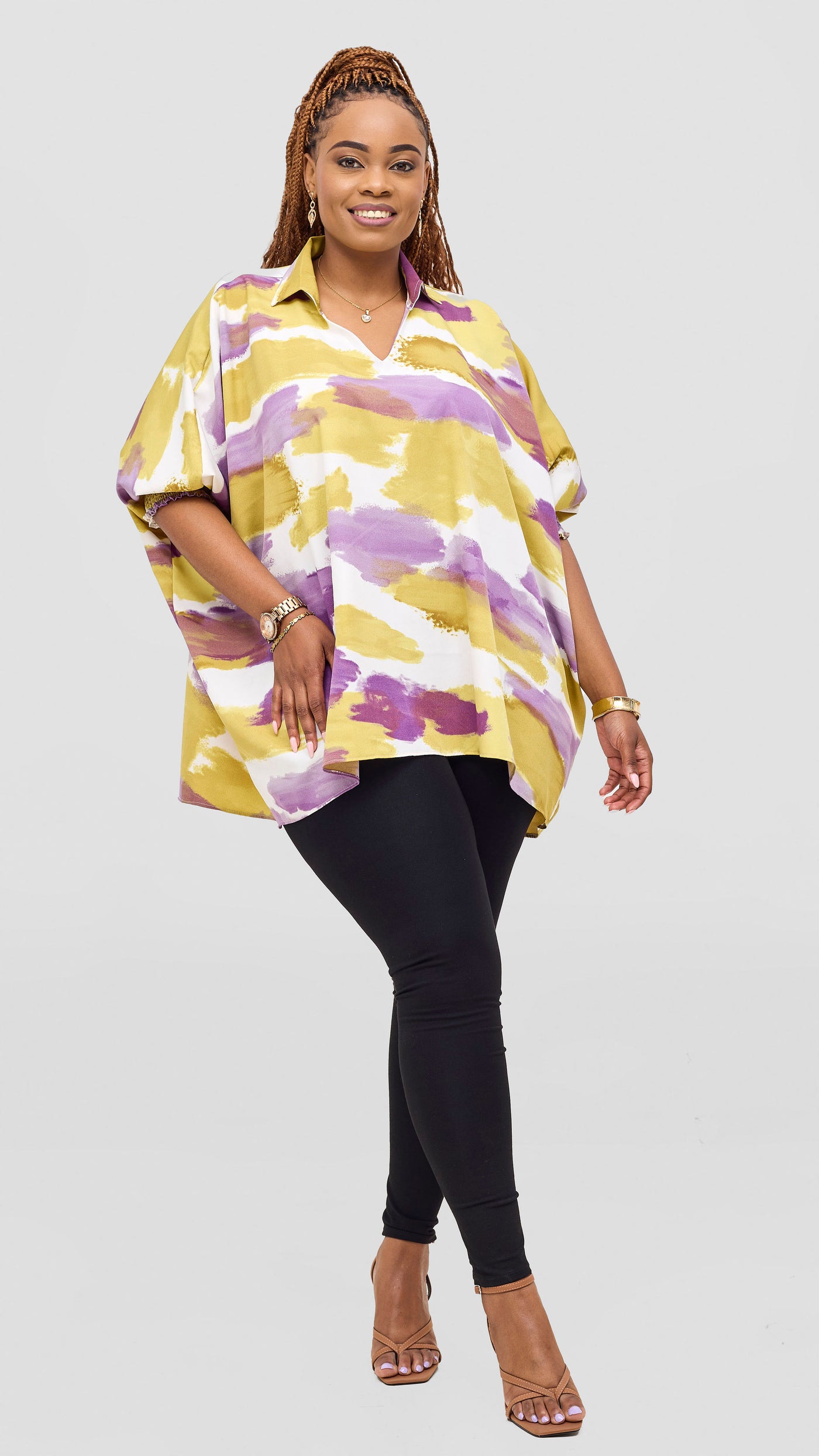 Vivo Sanali Loose Top - Purple / Olive