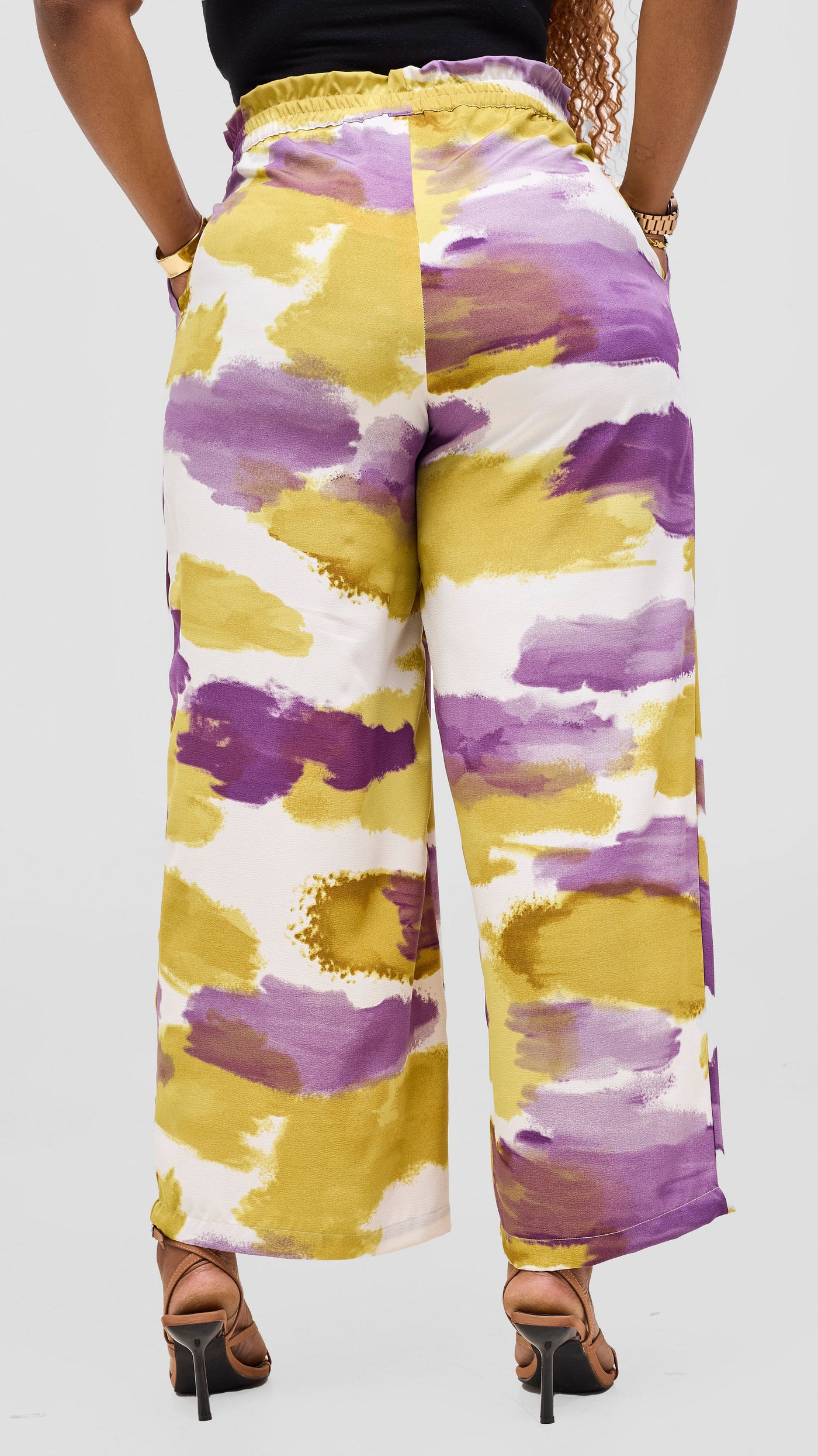 Vivo Sanali Wide Leg Pants- Purple / Olive Print