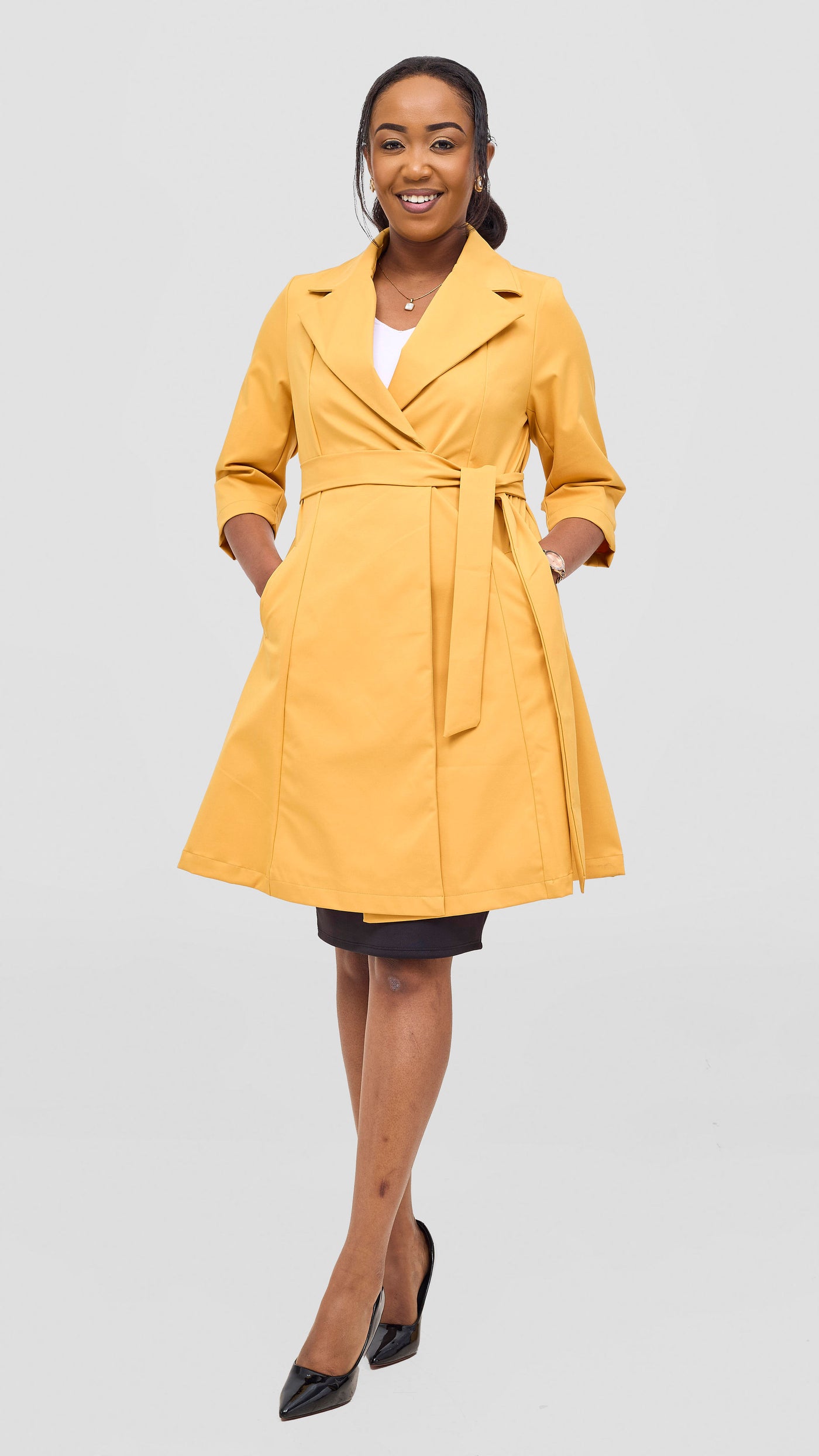 Vivo Aleri Trench Coat Dress - Mustard