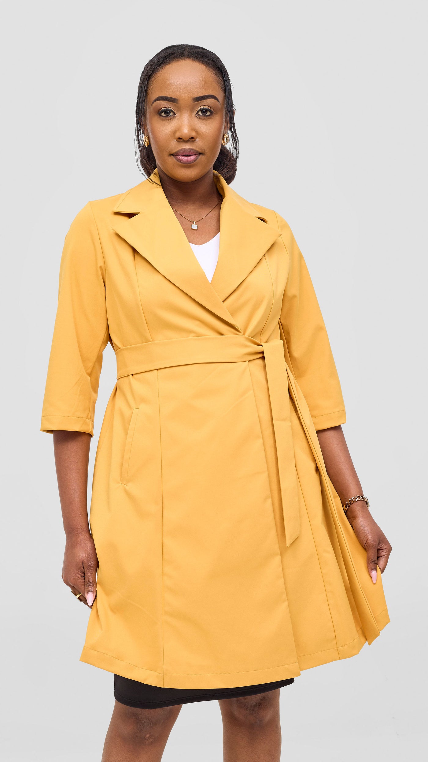 Vivo Aleri Trench Coat Dress - Mustard