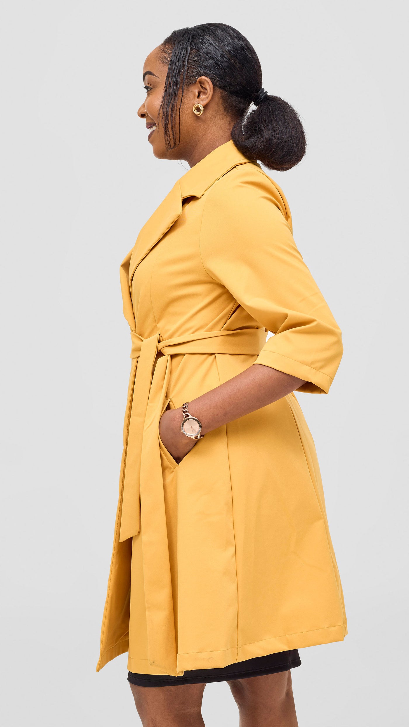 Vivo Aleri Trench Coat Dress - Mustard
