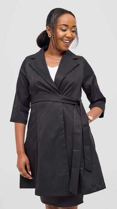 Vivo Aleri Trench Coat Dress - Black