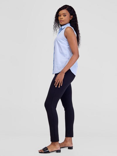 Safari Kamari Halter Shirt - Baby Blue - Shopzetu