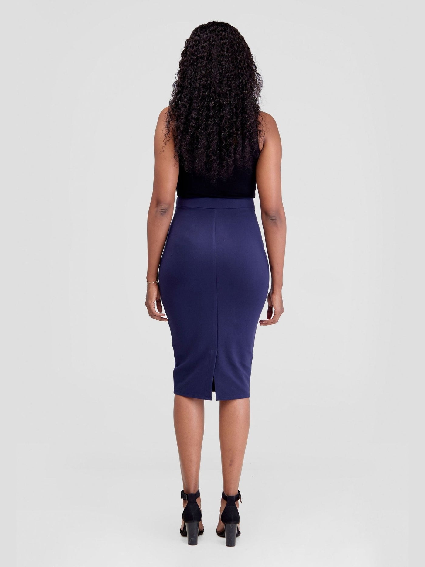Vivo Vinna Knee Length Piped Skirt - Navy Blue / Grey - Shopzetu