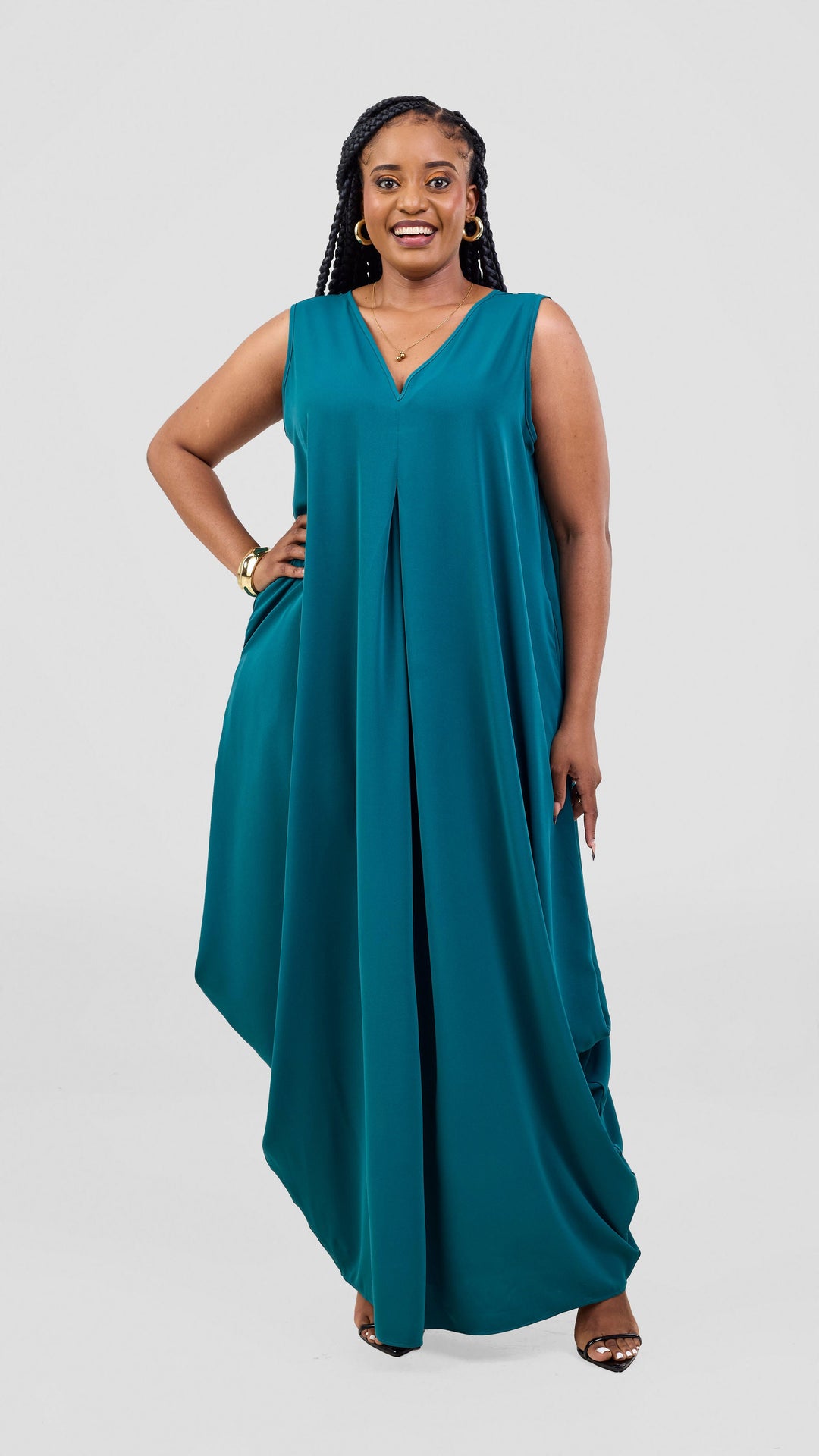 Vivo Cap Sleeve Salma Maxi Dress - Dark Green