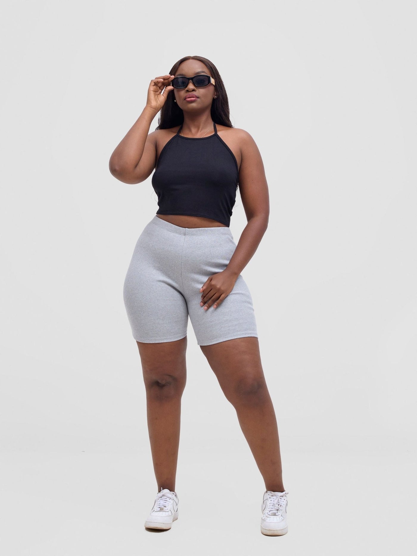 Zoya Vasha Biker Shorts - Grey - Shopzetu