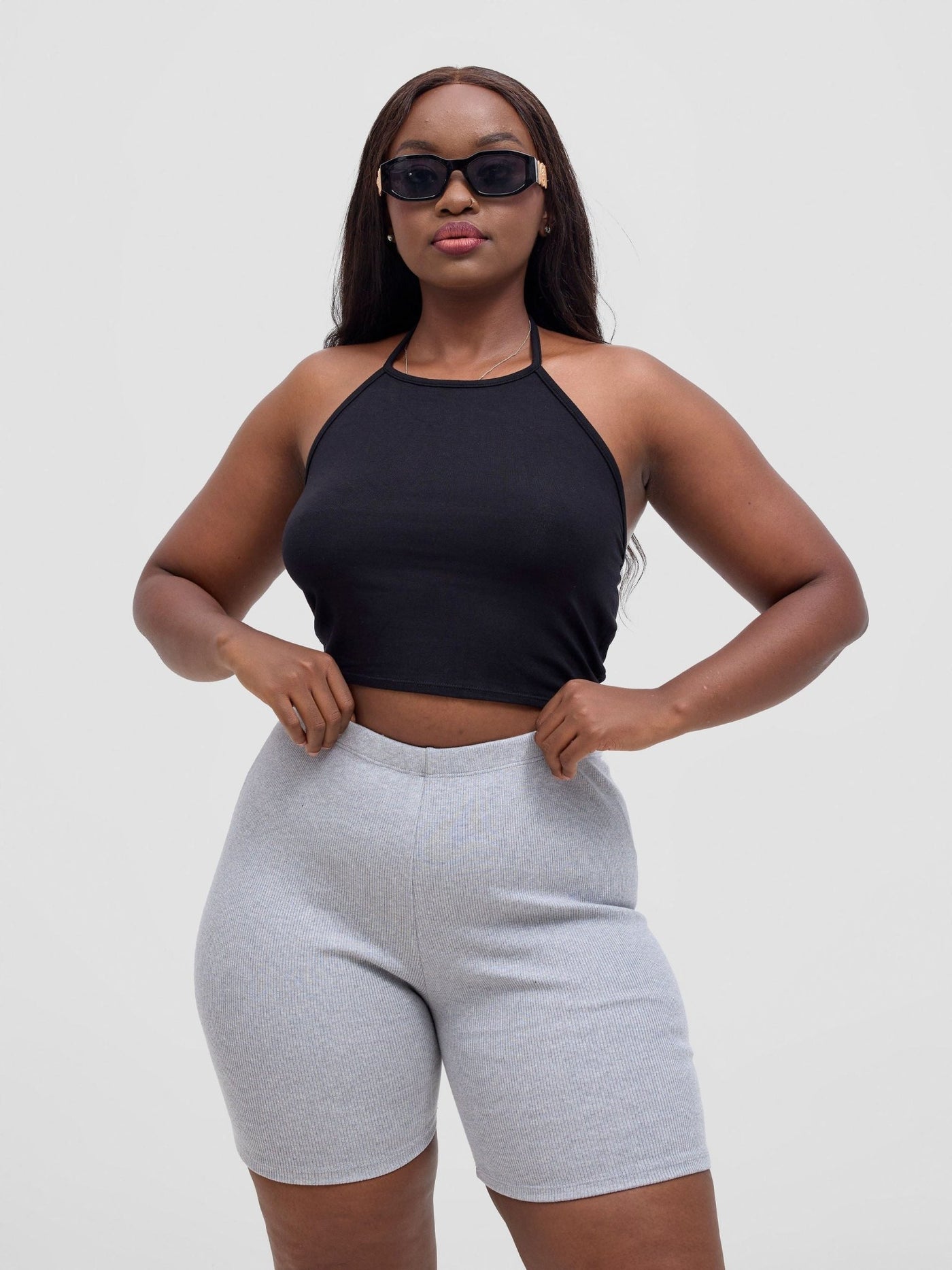 Zoya Vasha Biker Shorts - Grey - Shopzetu