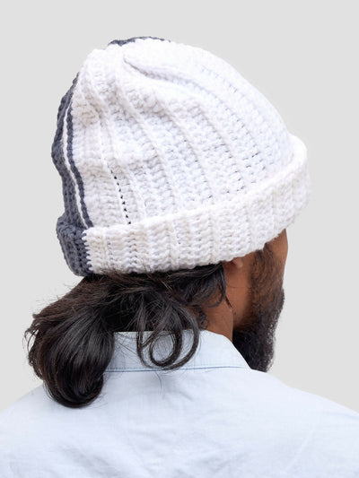 Twist & Turn Beanie Hat - Grey / White - Shopzetu