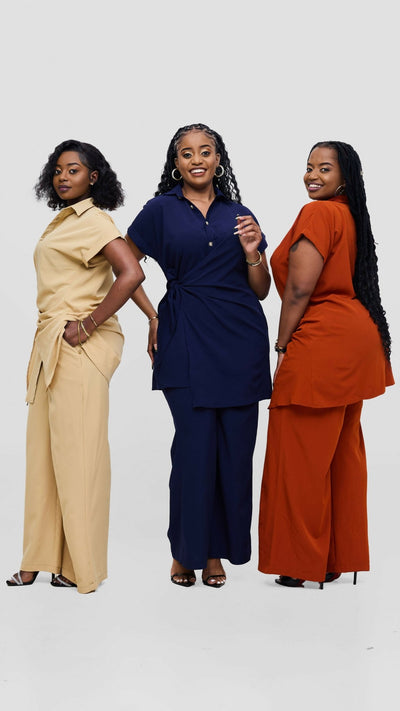 Elan CocoAfrike Panelope Two Piece Set - Navy Blue - Shopzetu