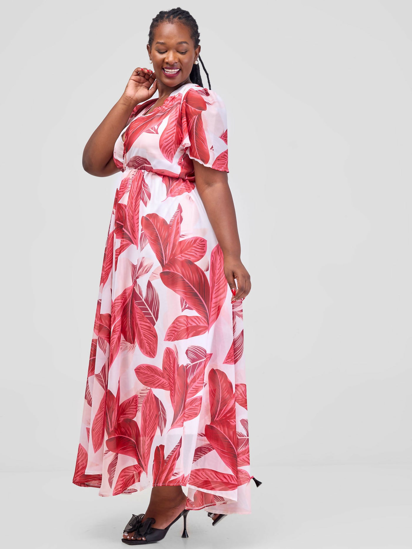 Kakiba Collections Faith Maxi Dress - Red / White - Shopzetu