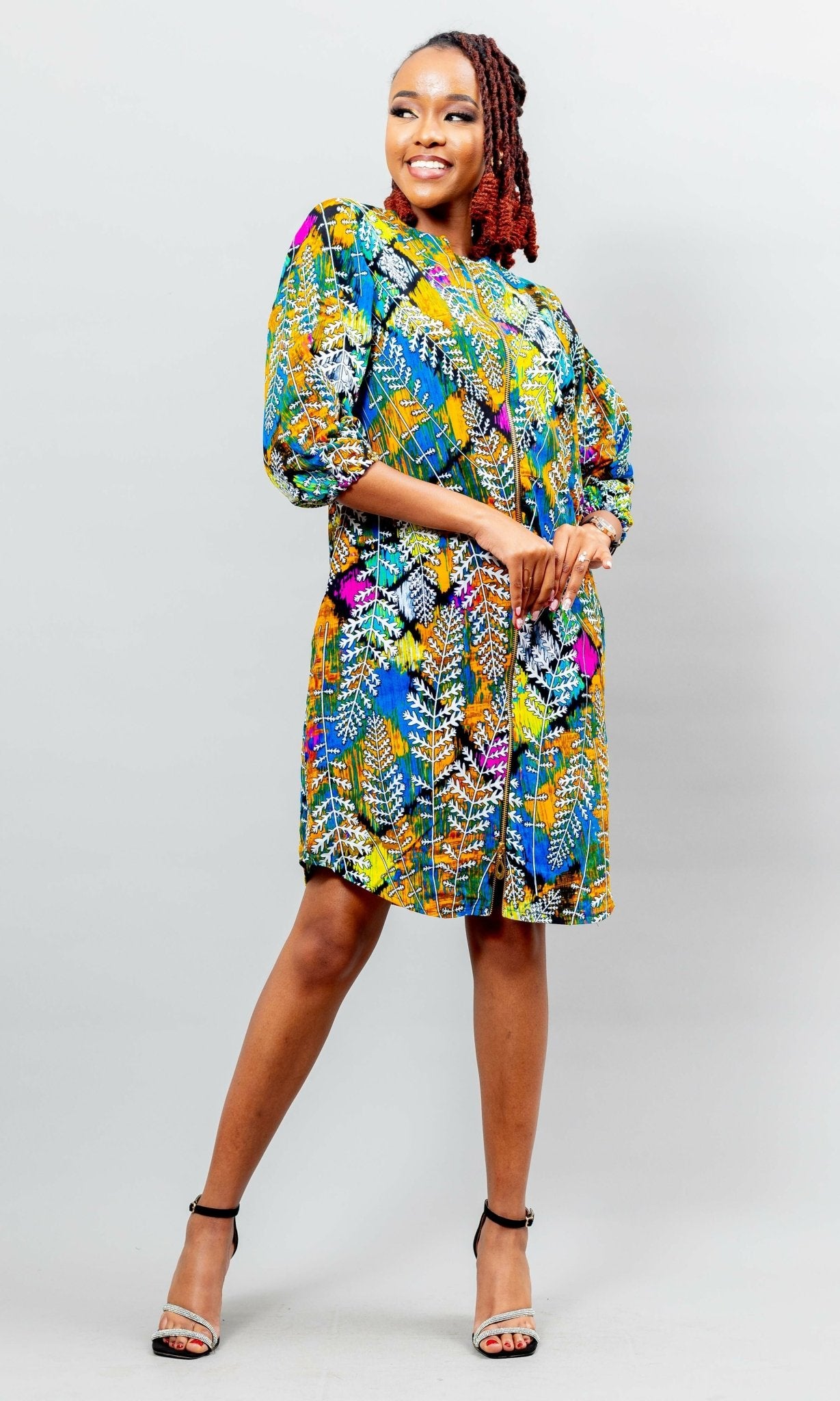 Afriwia Dhahabu Ankara Dress - Multicolored - Shopzetu