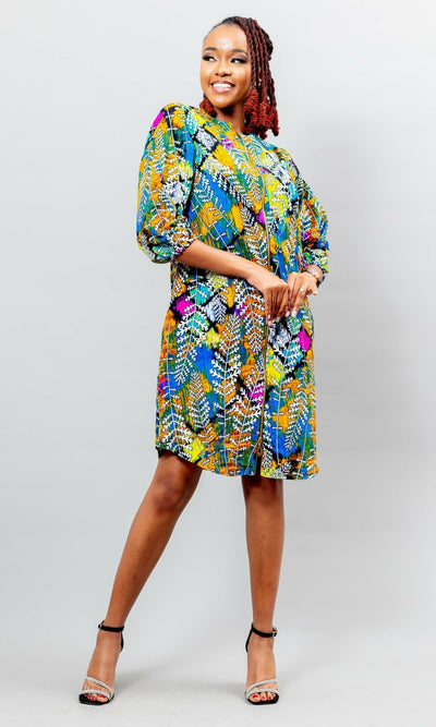 Afriwia Dhahabu Ankara Dress - Multicolored - Shopzetu