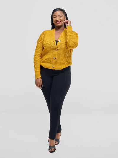 The Fashion Frenzy Button Cardigan - Yellow - Shopzetu