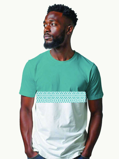 Kitu Kali Block KK Print T-shirt - Teal / White - Shopzetu