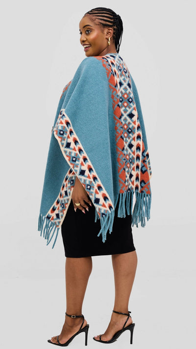 Silk House Collection Ari Poncho - Blue - Shopzetu