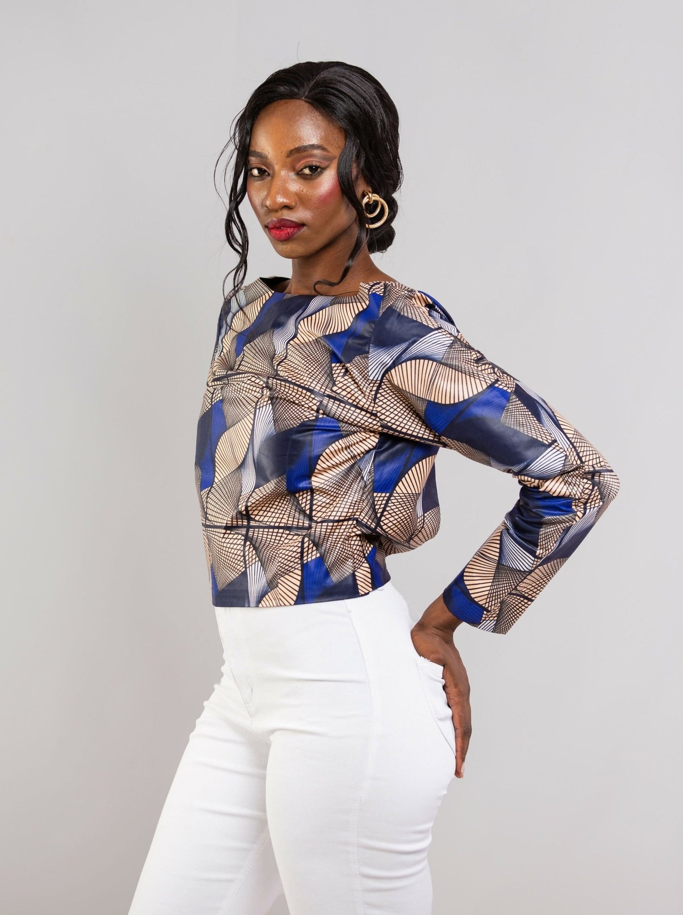 Da'joy Fashions Utica Ankara Top - Blue - Shopzetu
