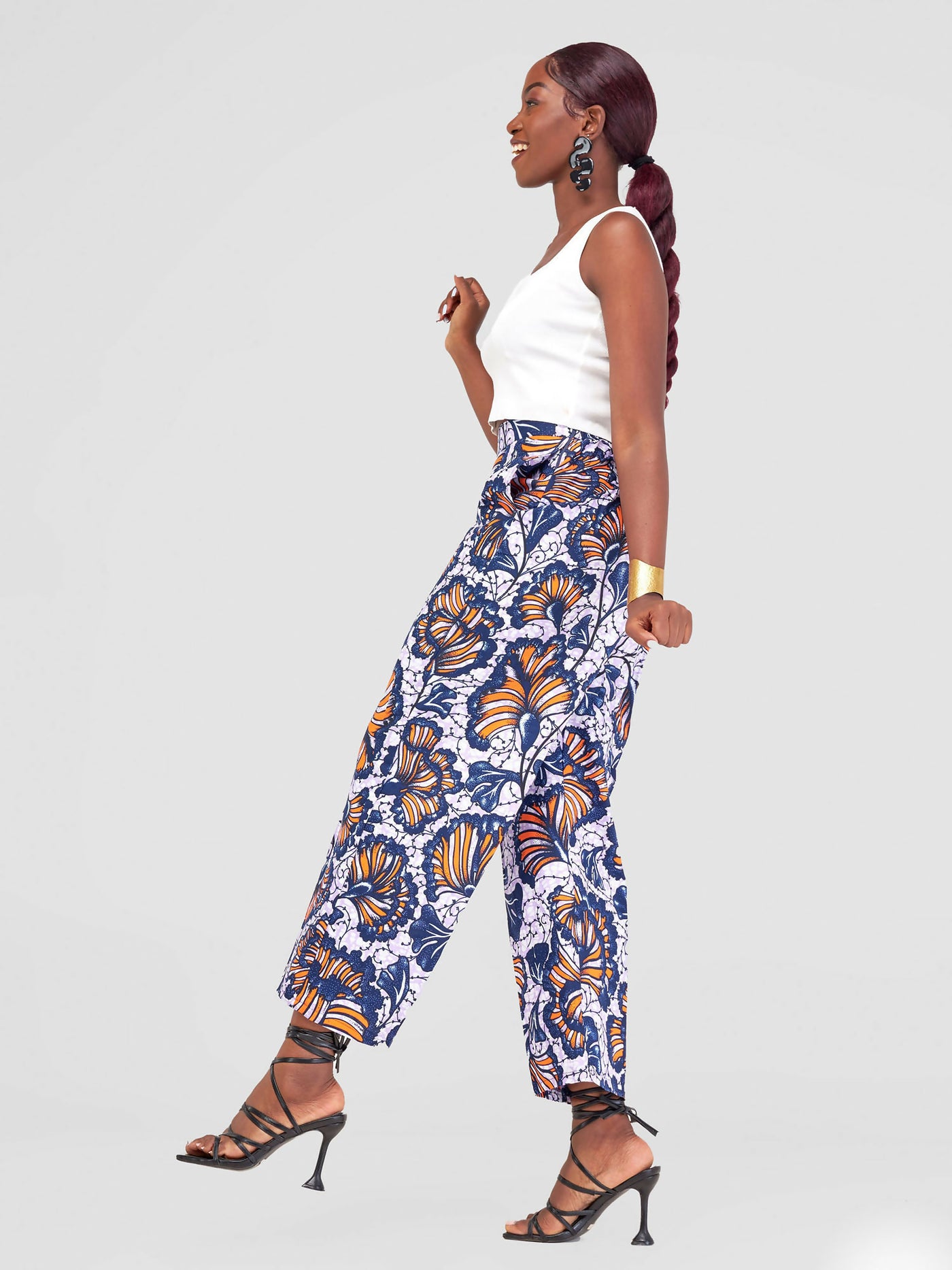Simbaress Tenge Pants - Orange / Navy Blue - Shopzetu