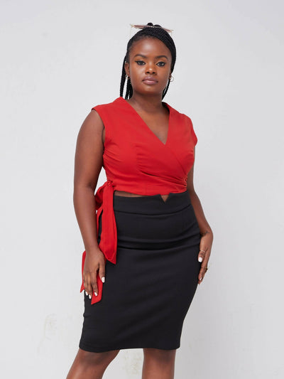 Purple Thread pencil Skirt - Black - Shopzetu