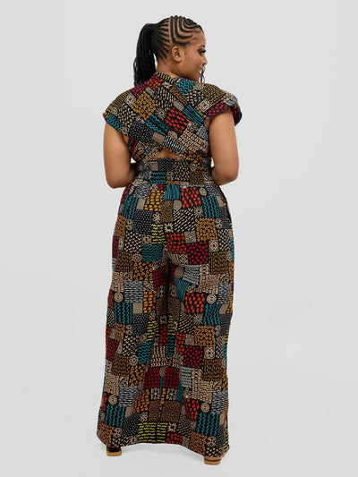 Waridi Africa Fanaka Jumpsuit - Multicolored African Print - Shopzetu