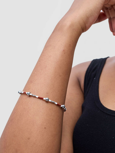 Dianaah J Beaded Bracelet - Grey / Brown - Shopzetu