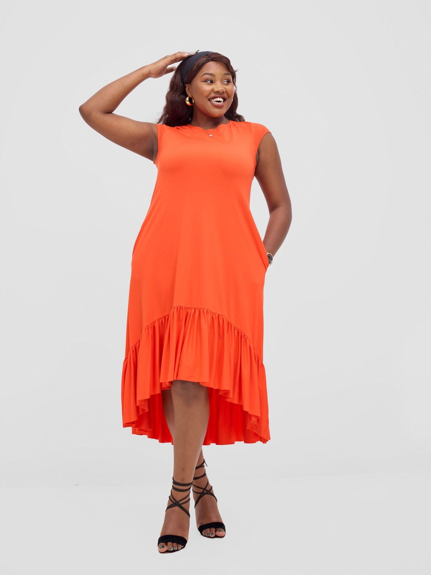 Vivo Lindi High Low Dress - Orange - Shopzetu
